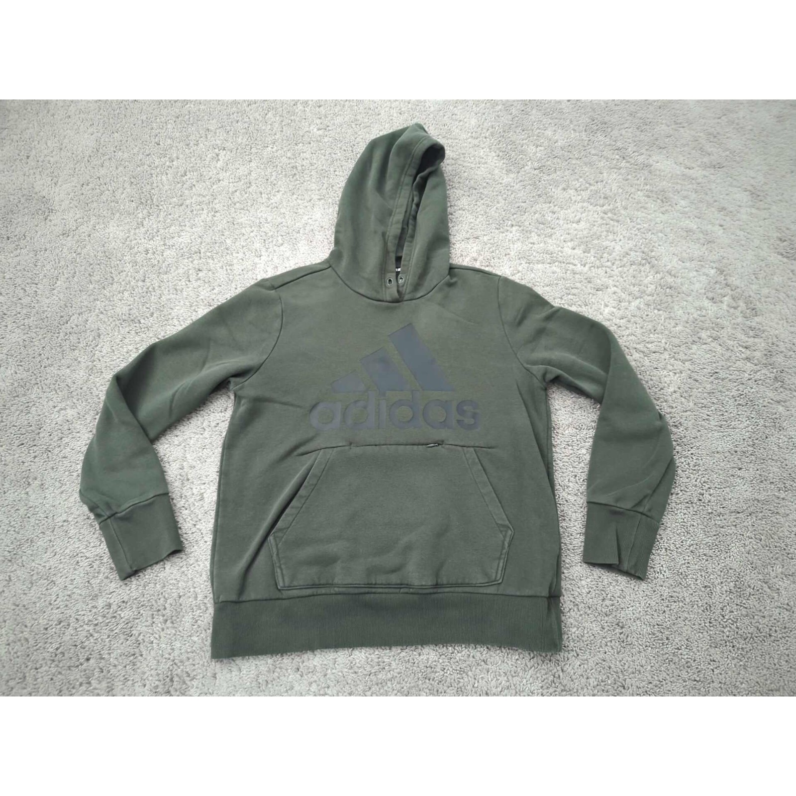 Adidas Pullover Hoodie Youth L 16-18 Green Long Sleeve Logo Active Casual